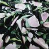 Tafta tip faille - desig floral, Negru Roz Verde