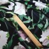 Tafta tip faille - desig floral, Negru Roz Verde - imagine 2