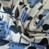 Tesatura twill din matase naturala - design floral schitat, Ivoire Albastru Negru - imagine 3