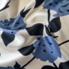 Tesatura twill din matase naturala - design floral schitat, Ivoire Albastru Negru - imagine 7