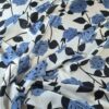 Tesatura twill din matase naturala - design floral schitat, Ivoire Albastru Negru - imagine 5