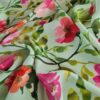Tesatura voal georgette tip panou din matase naturala cu Imprimeu floral pe nuanțe de roz și fond verde fistic - imagine 3