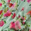 Tesatura voal georgette tip panou din matase naturala cu Imprimeu floral pe nuanțe de roz și fond verde fistic - imagine 6