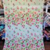 Tesatura voal georgette tip panou din matase naturala cu Imprimeu floral pe nuanțe de roz și fond verde fistic - imagine 9
