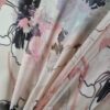 Tesatura tip Voal din matase naturala cu design floral, Roz pal Bej Bleu Ivoire - imagine 4