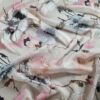 Tesatura tip Voal din matase naturala cu design floral, Roz pal Bej Bleu Ivoire - imagine 6