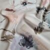 Tesatura tip Voal din matase naturala cu design floral, Roz pal Bej Bleu Ivoire - imagine 7