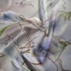 Tesatura voal muselină tip panou din matase naturala - design floral , Gri Bleu - imagine 8