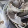 Tesatura voal muselină tip panou din matase naturala - design floral , Gri Bleu - imagine 2