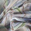 Tesatura voal muselină tip panou din matase naturala - design floral , Gri Bleu - imagine 10
