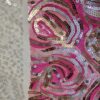 Tesatura premium brodata cu paiete și micropaiete pe toată suprafața,  design spirale aurii pe fond roz și cyclamen - imagine 4