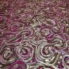 Tesatura premium brodata cu paiete și micropaiete pe toată suprafața,  design spirale aurii pe fond roz și cyclamen - imagine 11