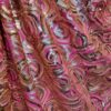 Tesatura premium brodata cu paiete și micropaiete pe toată suprafața,  design spirale aurii pe fond roz și cyclamen - imagine 6