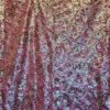 Tesatura premium brodata cu paiete și micropaiete pe toată suprafața,  design spirale aurii pe fond roz și cyclamen - imagine 3