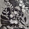 Dantela cu broderie și micropaiete aplicate pe suport de tulle fin, alb negru - imagine 4