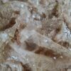 Dantela cu broderie și paiete translucide ivoire, cu fir auriu aplicat pe suport de tulle fin crem - imagine 7