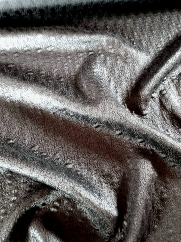 Tesatura Jacquard din matase naturala  - design uni roya, Negru - imagine 2