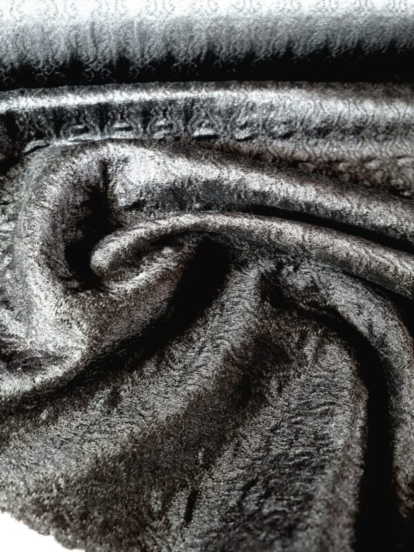 Tesatura Jacquard din matase naturala  - design uni roya, Negru - imagine 6