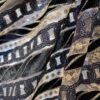 Tesatura premium, Dantela brodata cu aplicații de catifea neagra, fir auriu și paiete, pe suport de tulle delicat nude - imagine 5