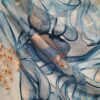 Țesătură premium, Dantela brodata cu flori mari Bleu pe tulle delicat Bleu - imagine 5