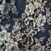 Tesatura premium - Dantela Chantilly cu borduri bilaterale cu flori aurii pe fond negru - imagine 12