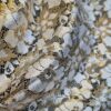 Tesatura premium - Dantela Chantilly design floral cu insertii fir lurex, Alb Auriu - imagine 2