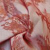 Tesatura premium - Dantela Chantilly design floral cu insertii de lurex, Roșu Auriu - imagine 3