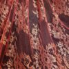 Tesatura premium - Dantela Chantilly design floral cu insertii de lurex, Roșu Auriu