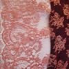 Tesatura premium - Dantela Chantilly design floral cu insertii de lurex, Roșu Auriu - imagine 6