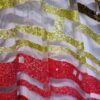 Dantela premium, bogat brodata cu fir și paiete translucide pe suport de tulle delicat Crem, Roșu si nuanțe de Verde