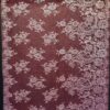 Dantelă Chantilly  - design floral cu bordură laterala,  Roz zmeuriu cu fir metalizat argintiu - imagine 2