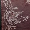 Dantelă Chantilly  - design floral cu bordură laterala,  Roz zmeuriu cu fir metalizat argintiu - imagine 9