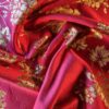 Țesătură jacquard sub formă de panou cu flori aurii pe fond Rosu închis - imagine 5