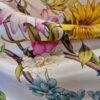 Tesatura din matase naturala- tip panou cu imprimeu de flori multicolore pe fond ivoire - imagine 6