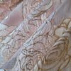 Tesatura Organza cu model floral,  trandafiri dimensionati, Roz Auriu Alb - imagine 9
