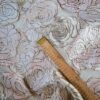 Tesatura Organza cu model floral,  trandafiri dimensionati, Roz Auriu Alb - imagine 3
