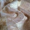 Tesatura Organza cu model floral,  trandafiri dimensionati, Roz Auriu Alb - imagine 5