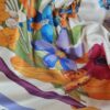 Tesatura twill din matase naturala - tip panou cu design floral,  Multicolor - imagine 5