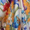 Tesatura twill din matase naturala - tip panou cu design floral,  Multicolor - imagine 2