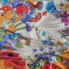Tesatura twill din matase naturala - tip panou cu design floral,  Multicolor - imagine 9
