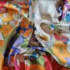 Tesatura twill din matase naturala - tip panou cu design floral,  Multicolor - imagine 8