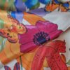 Tesatura twill din matase naturala - tip panou cu design floral,  Multicolor - imagine 7