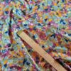 Tesatura bogata brodata cu paiete pe toată suprafața - design floral, Multicolor pastel - imagine 3