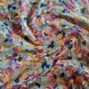 Tesatura bogata brodata cu paiete pe toată suprafața - design floral, Multicolor pastel