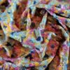 Tesatura bogata brodata cu paiete pe toată suprafața - design floral, Multicolor pastel - imagine 4