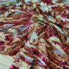 Tesatura bogata cu broderie pe toată suprafața si paiete pe suport de tulle - design floral, Cyclamen / Verde / Cupru - imagine 5