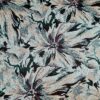 Tesatura bogata cu broderie pe toată suprafața si paiete pe suport de tulle - design floral, Verde / Crem deschis - imagine 2