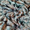 Tesatura bogata cu broderie pe toată suprafața si paiete pe suport de tulle - design floral, Verde / Crem deschis - imagine 7