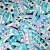 Tesatura crepe de Chine din mătase naturală - design geometric, Bleu / Alb / Negru - imagine 6