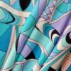 Tesatura crepe de Chine din mătase naturală - design geometric, Bleu / Alb / Negru - imagine 3
